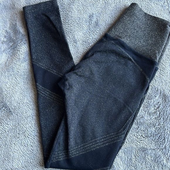 Athleta Twilight Tight Leggings Navy Glitter Sparkle Shimmer High Waisted Size S - Picture 3 of 7